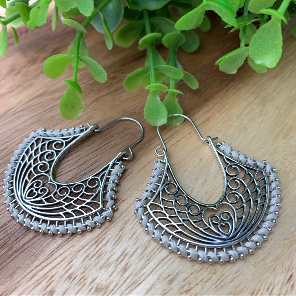 Boho Filigree Gaelic Celtic Inspired Fan Earrings